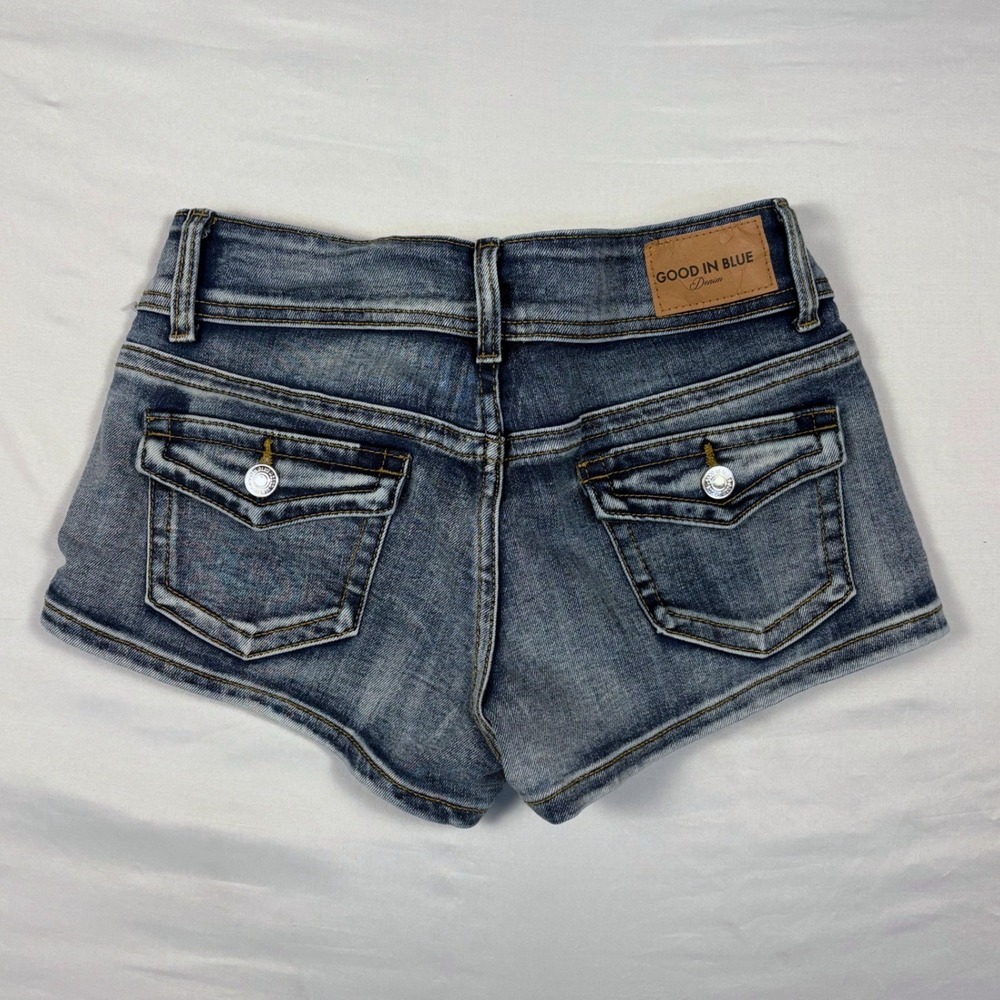 Good In Blue Denim Womens Size 7 Blue Low Rise Mini Jean Shorts